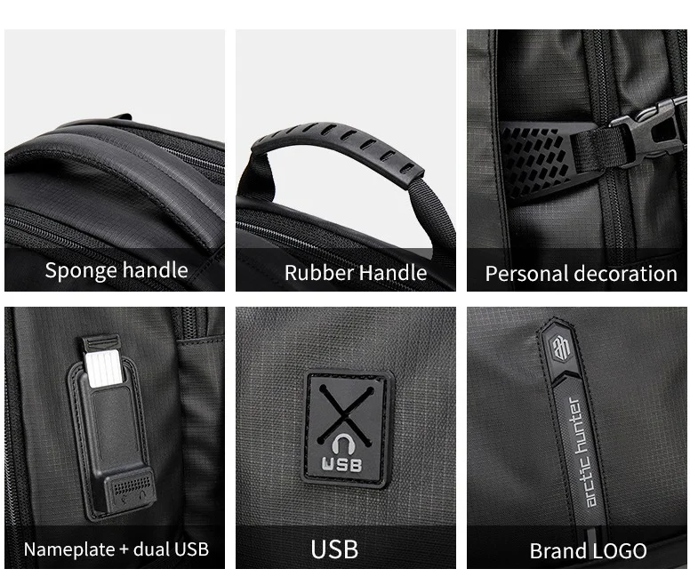 ARCTIC HUNTER Travel Daypack Water Repellant Scratch Resistant 30L Backpack with Built In USB/Headphone Port for Men and Women B00388 Orange